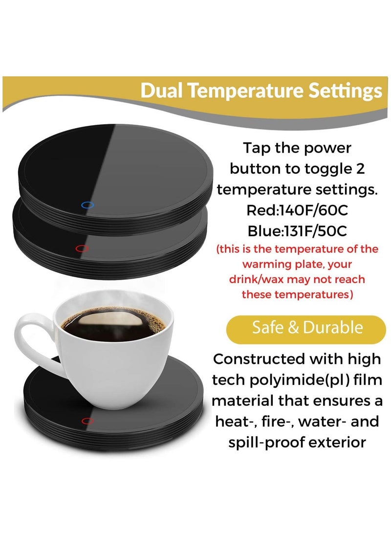 Coffee Mug Warmer, Smart Coffee Cup Warmer For Desk With Auto Shut Off, 2 Temperature Settings, 55° Constant Temperature Coaster, Safe, Easy-to-use, Cup Warmer For Desk For Coffee Milk (Black)