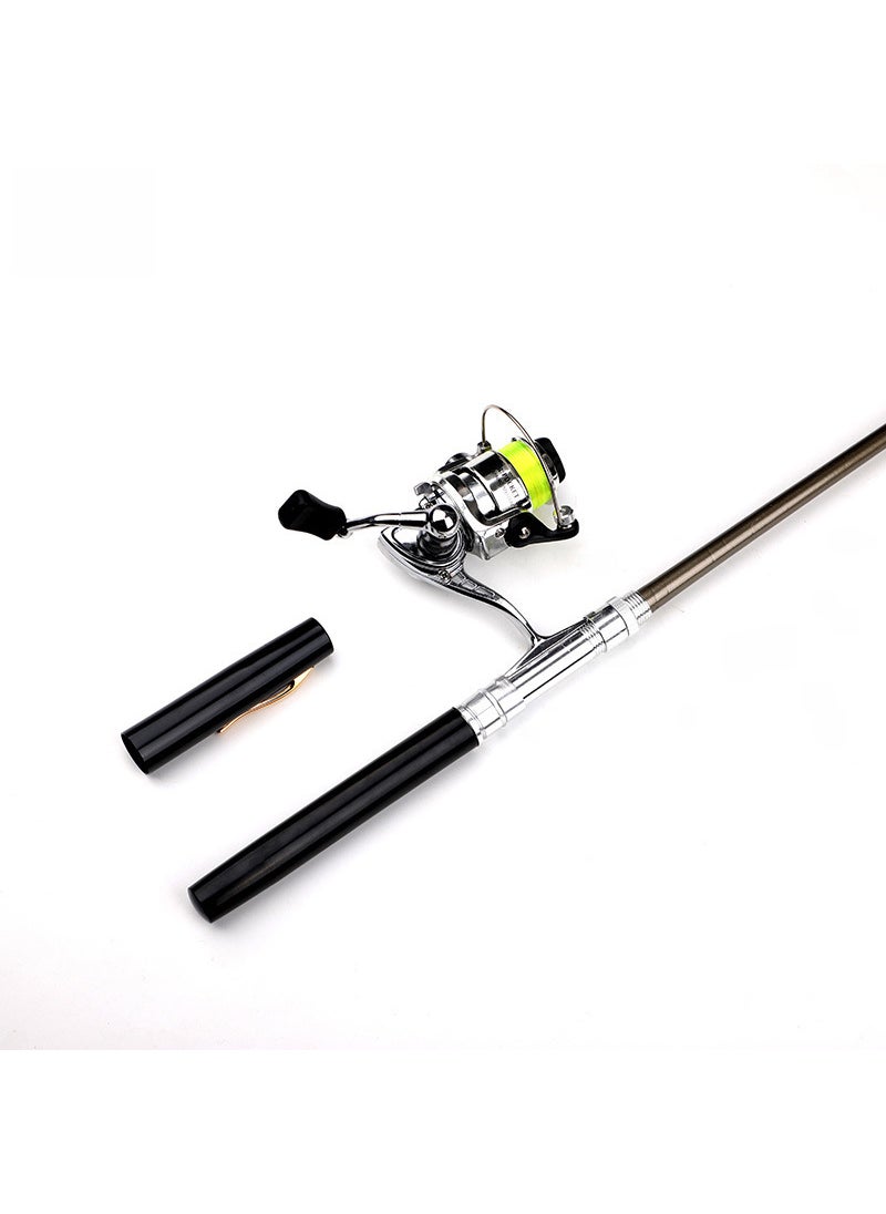 American fishing pen fishing rod can throw small fishing rod pen rod with metal main spinning wheel suit 1 m H4 Black