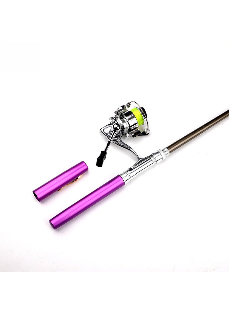 American fishing pen fishing rod can throw small fishing rod pen rod with metal main spinning wheel suit 1 m H4 Purple