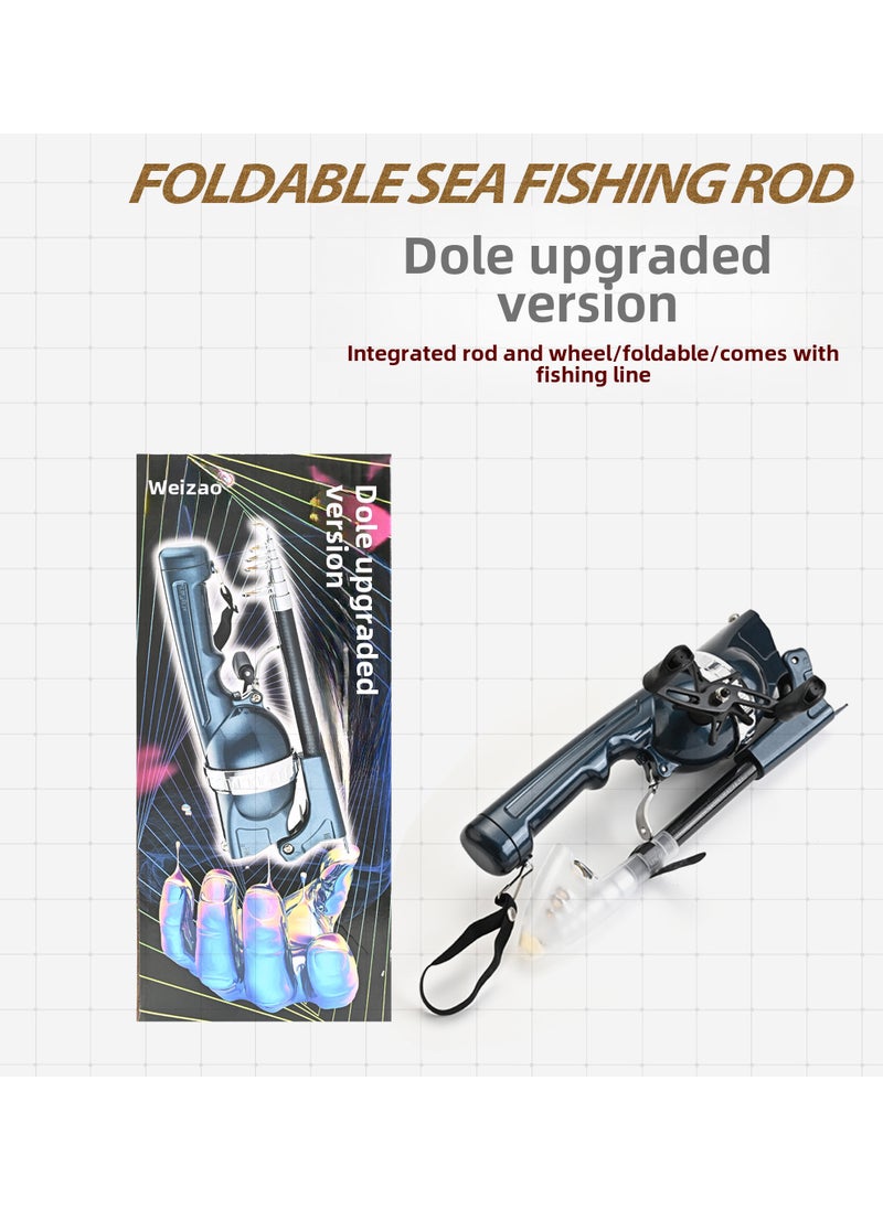 Diaodele folding fishing rod double rocker arm with line throwing rod folding sea rod upgraded portable fishing road Asian rod wheel 1.31 m (single pole)