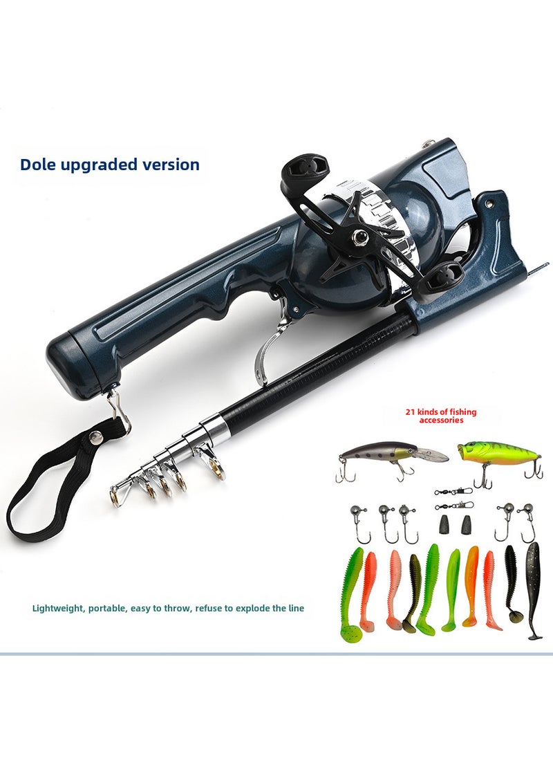 Diaodele folding fishing rod double rocker arm with line throwing rod folding sea rod upgraded portable fishing road Asian rod wheel Upgraded Edition 21 Accessories