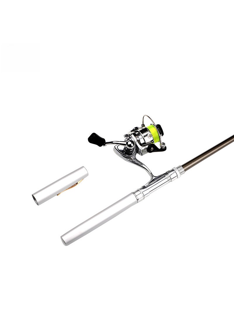 American fishing pen fishing rod can throw small fishing rod pen rod with metal main spinning wheel suit 1 m H4 Silver