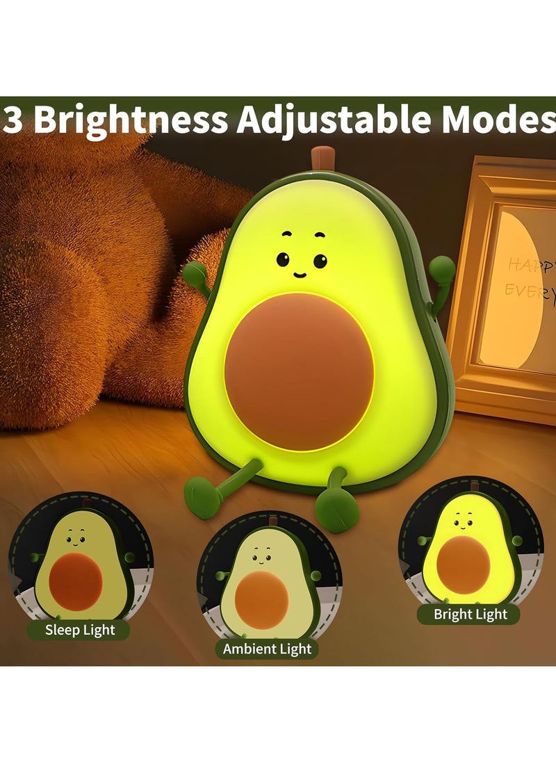 Rechargeable Cute Night Light for Kids Room with Timer, Silicone Touch Night Light for Baby Nursery, Dimmable Cute Lamp for Bedrooms, Breastfeeding, Night Light for Kids (Avocado Fun)