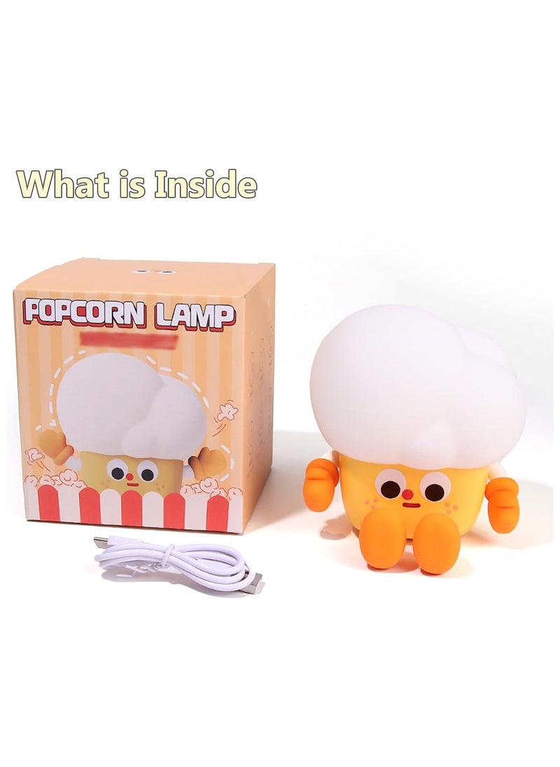 Rechargeable Cute Night Light for Kids Room with Timer, Silicone Touch Night Light for Baby Nursery, Dimmable Cute Lamp for Bedrooms, Breastfeeding, Night Light for Kids (Popcorn Lamp)