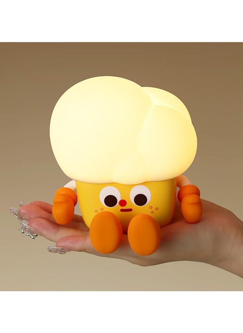 Rechargeable Cute Night Light for Kids Room with Timer, Silicone Touch Night Light for Baby Nursery, Dimmable Cute Lamp for Bedrooms, Breastfeeding, Night Light for Kids (Popcorn Lamp)