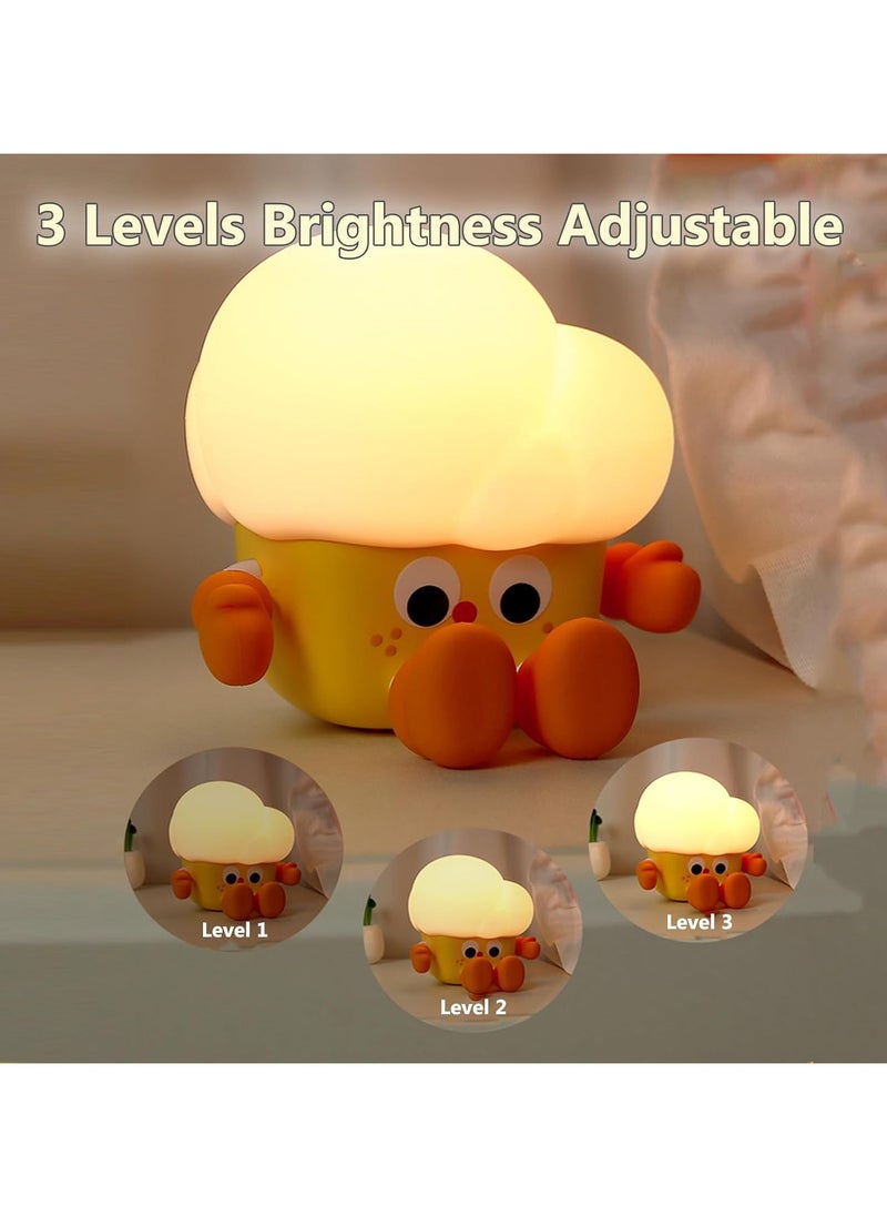 Rechargeable Cute Night Light for Kids Room with Timer, Silicone Touch Night Light for Baby Nursery, Dimmable Cute Lamp for Bedrooms, Breastfeeding, Night Light for Kids (Popcorn Lamp)