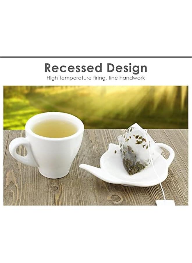 4 Pieces Teapot Shaped Tea Bag Holder Teabag Coaster Seasoning Dish for Sauce Dessert (Green and Yellow)