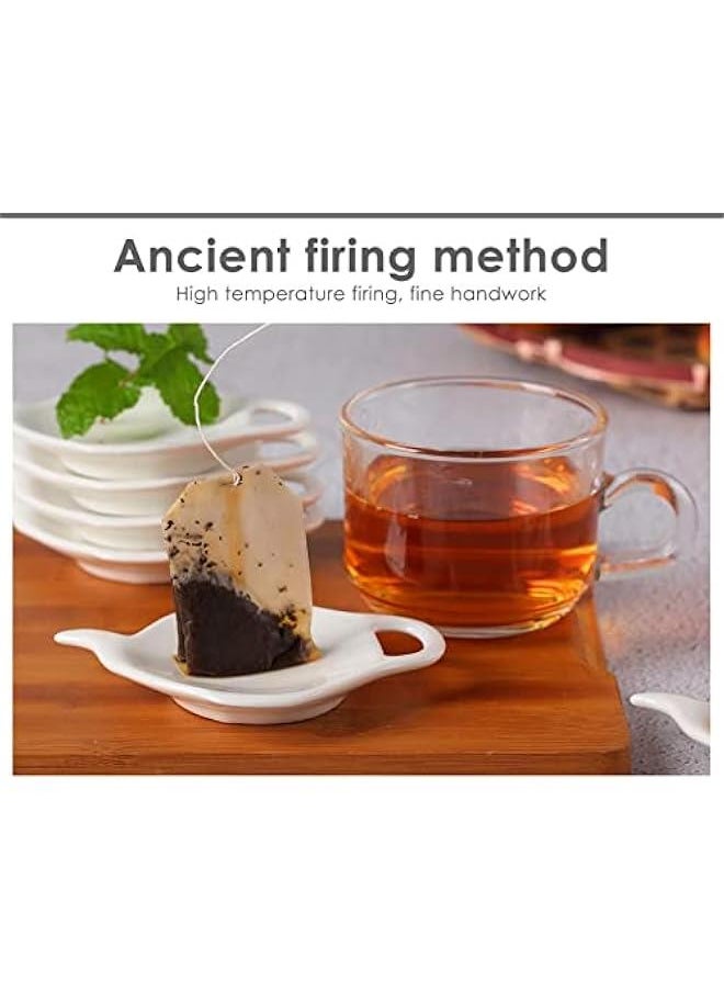 4 Pieces Teapot Shaped Tea Bag Holder Teabag Coaster Seasoning Dish for Sauce Dessert (Green and Yellow)