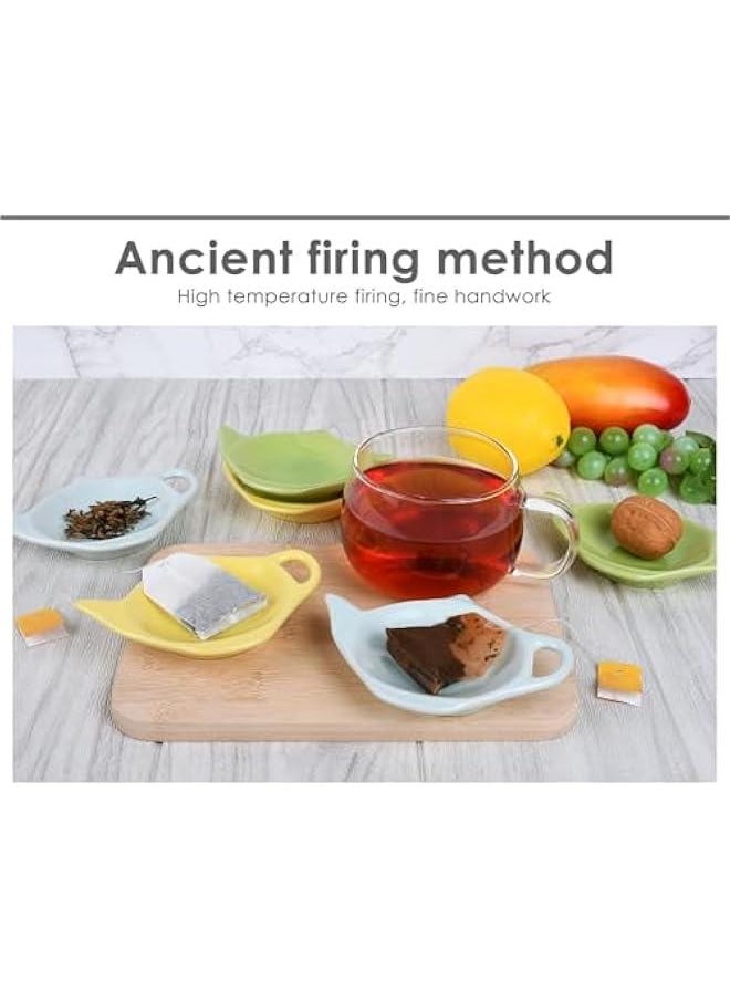 4 Pieces Teapot Shaped Tea Bag Holder Teabag Coaster Seasoning Dish for Sauce Dessert (Green)