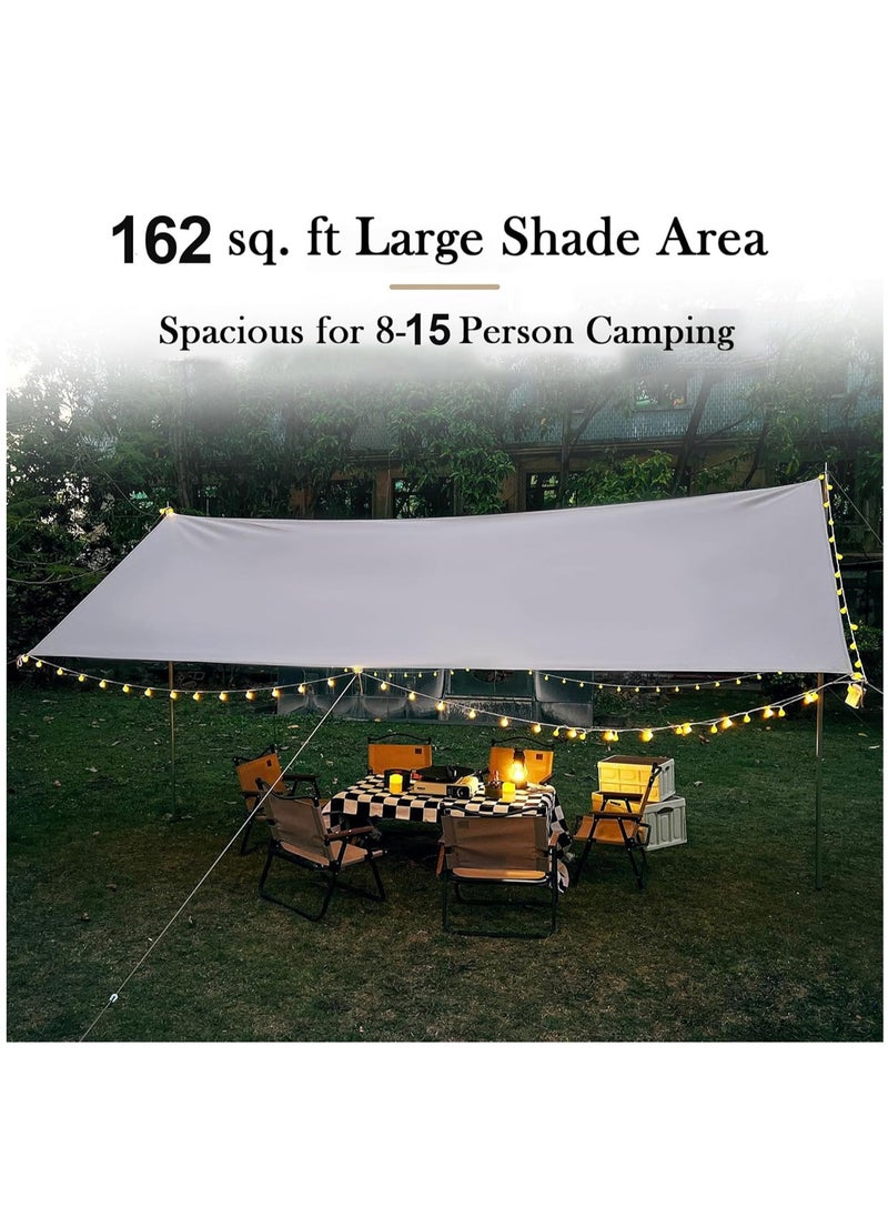 9.8 x 16.4FT Camping Awning, Tarp Tent, Camping Sun Shade, Camp Canopy, Shade for Camping, Universal Tent Rainfly, Great for Camping, Picnics, Beach, Patio