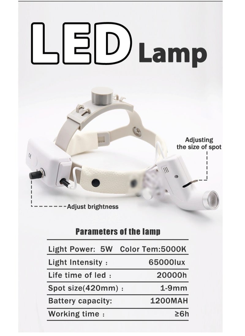 Dental Headlight 5W LED Lamp, High Quality Magnification 5W Focusing Headlight, With Medical ENT Loupe Binocular Magnifier 2.5X 3.5X Optical Surgical Type