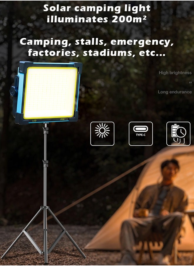 Solar LED Outdoor Camping and Garden Light, with 2.1m Floor Stand and Gimbal, Perfect for Camping, Garden, Night Markets and Outdoor Lighting Needs