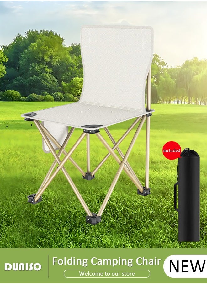 Folding Outdoor Camping Chair with 1 Side Pocket, Lightweight Portable Butterfly Chair with Carrying Bag, Multi-Purpose Beach Chair for Fishing, Picnic, BBQ, Hiking Travel, Beach