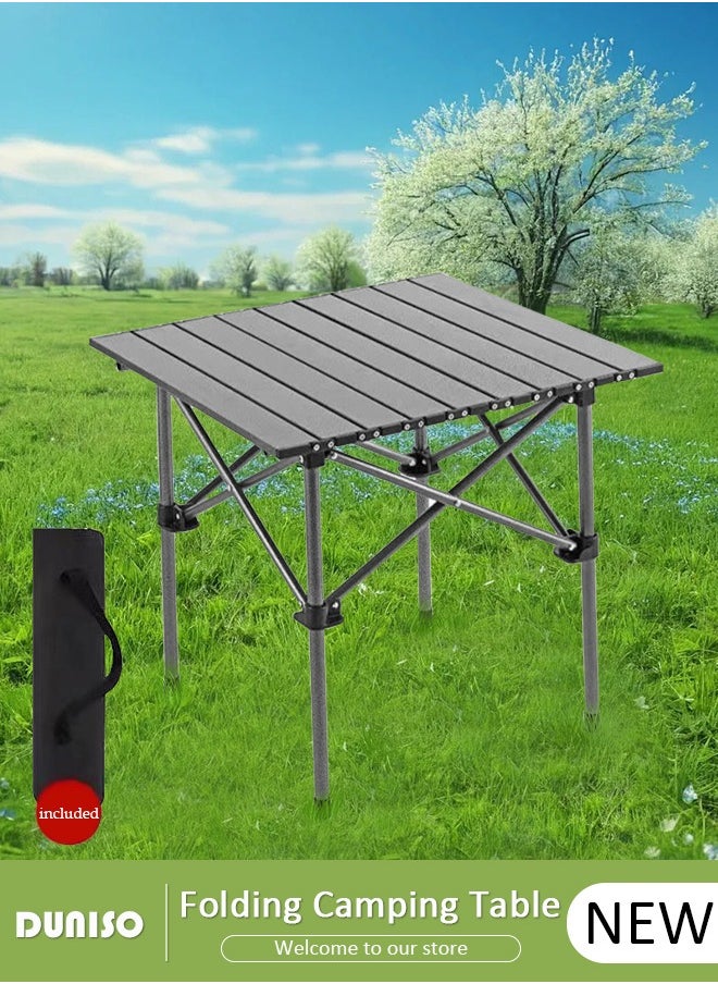 Camping Table, Aluminum Roll-up Table with Easy Carrying Bag, Outdoor Portable Picnic Table, Lightweight Compact Folding Table for Beach, Camping, Picnic, Fishing, BBQ, Backyard, Party