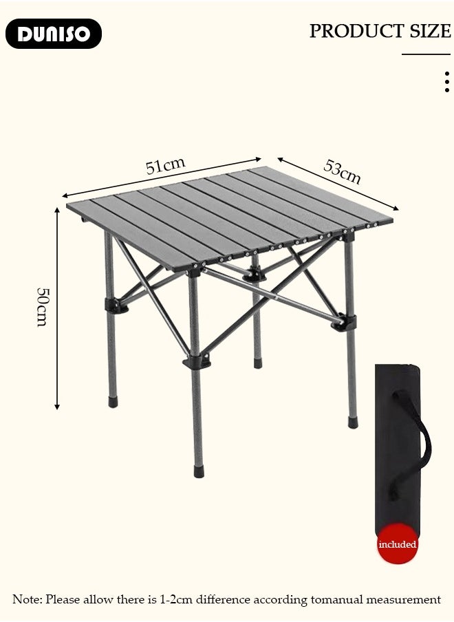 Camping Table, Aluminum Roll-up Table with Easy Carrying Bag, Outdoor Portable Picnic Table, Lightweight Compact Folding Table for Beach, Camping, Picnic, Fishing, BBQ, Backyard, Party