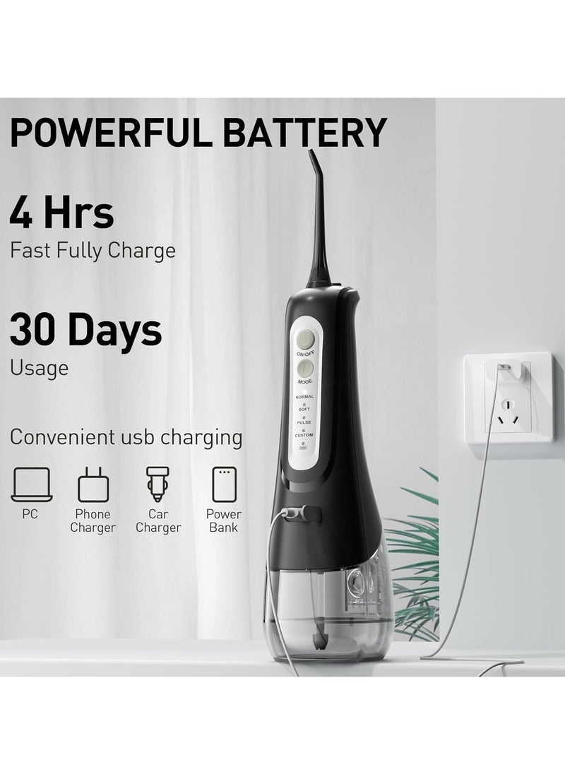 Water Dental Flosser Teeth Pick - 4 Modes Dental Oral Irrigator, Portable & Rechargeable IPX7 Waterproof Personal Orthodontic Supplie Water Teeth Cleaner Picks for Home Travel