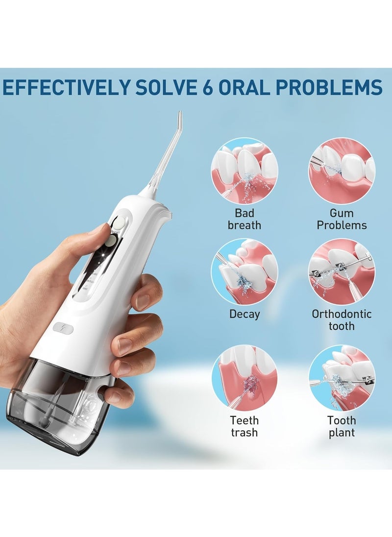 Water Dental Flosser Teeth Pick - 4 Modes Dental Oral Irrigator, Portable & Rechargeable IPX7 Waterproof Personal Orthodontic Supplie Water Teeth Cleaner Picks for Home Travel (White)