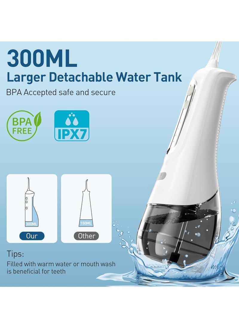 Water Dental Flosser Teeth Pick - 4 Modes Dental Oral Irrigator, Portable & Rechargeable IPX7 Waterproof Personal Orthodontic Supplie Water Teeth Cleaner Picks for Home Travel (White)