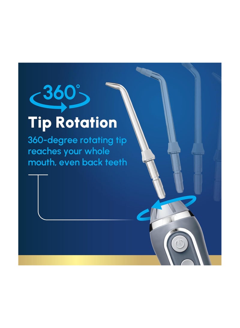 Waterpik Cordless Advanced 2.0 Water Flosser For Teeth, Gums, Braces, Dental Care With Travel Bag and 4 Tips, ADA Accepted, Rechargeable, Portable, and Waterproof, Gray WP-587, Packaging May Vary