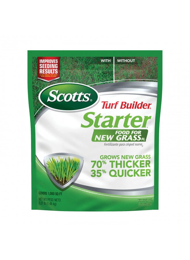 Scotts Turf Builder Starter Food for New GrassFL - 1,000 sq. ft., Florida Lawn Fertilizer for New Lawns and Reseeding, Improves Seeding Results, Grows Strong Roots, Use on All Grass Types, 3.27 lbs.