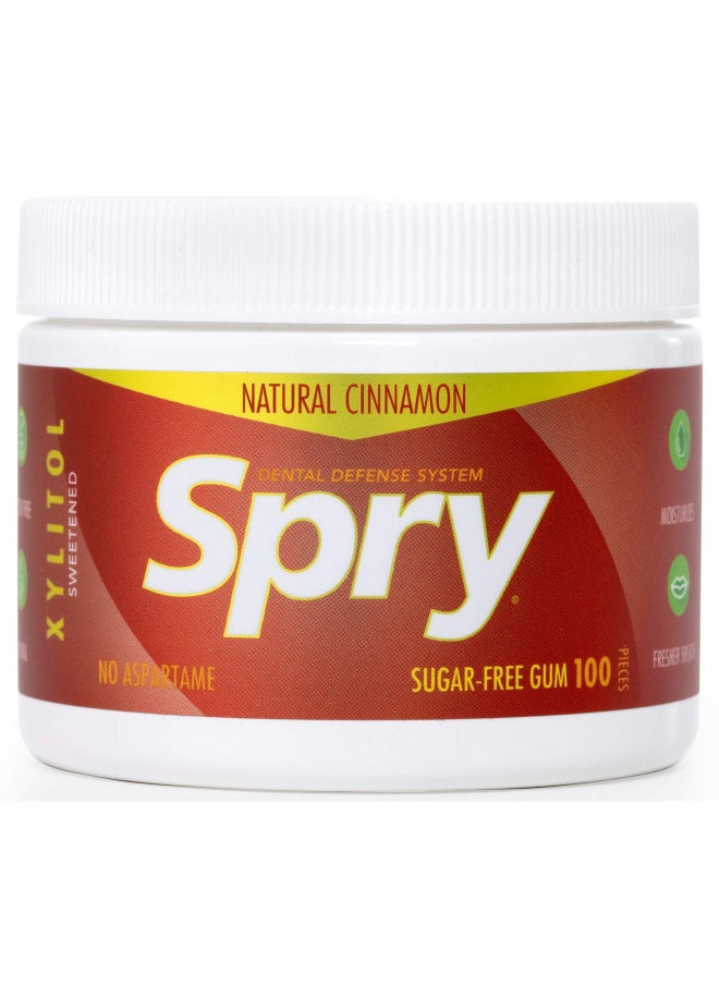 Spry Fresh Natural Xylitol Chewing Gum Dental Defense System Aspartame-Free Sugar Free Gum (Cinnamon, 100 Count - Pack of 1)