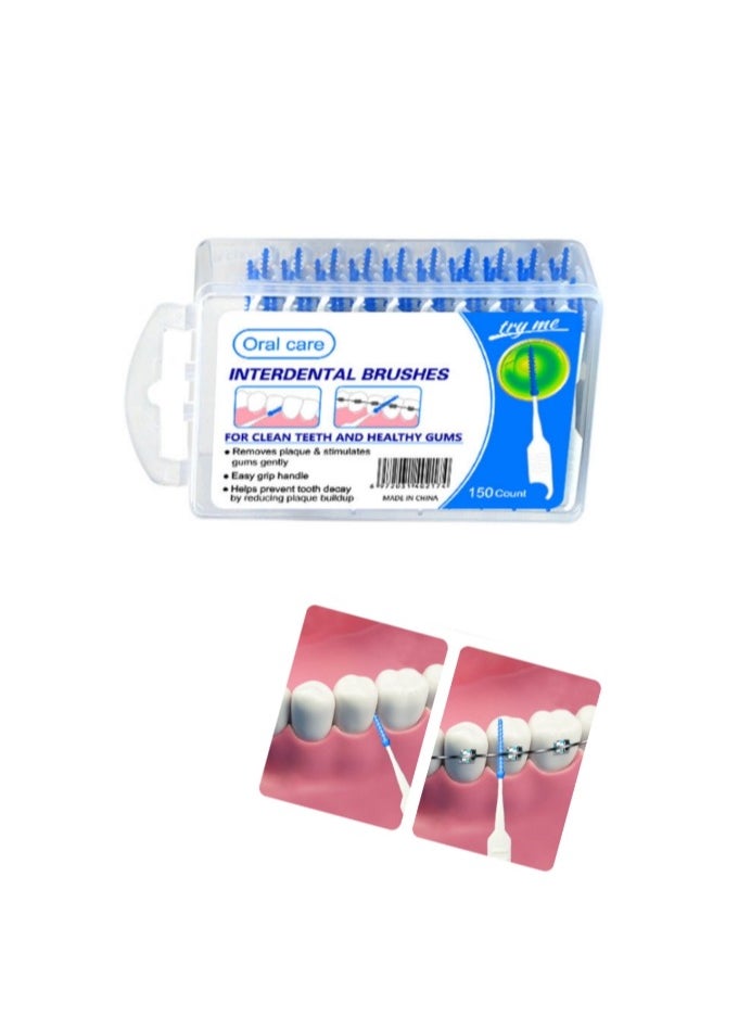 Interdental Brushes - Soft Bristled Dental Picks for Plaque Removal & Gum Health - Safe for Braces & Dental Devices150 Counts