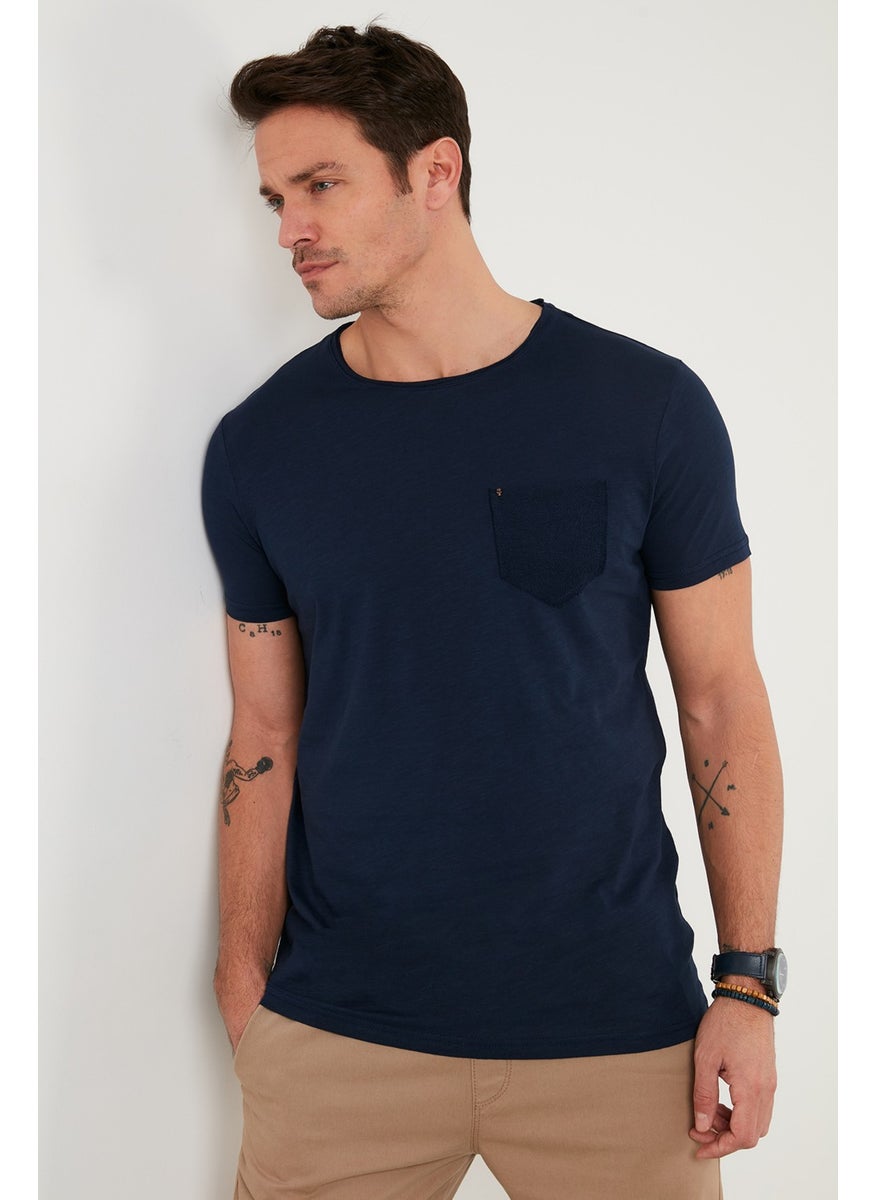 Cotton Slim Fit Crew Neck Pocket T Shirt Men's T Shirt 5902000