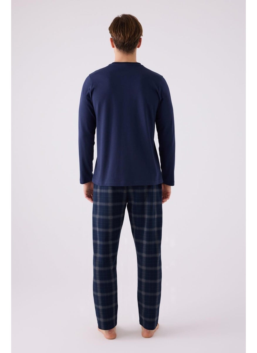 Men's Cotton Checkered Pocket Pajama Set