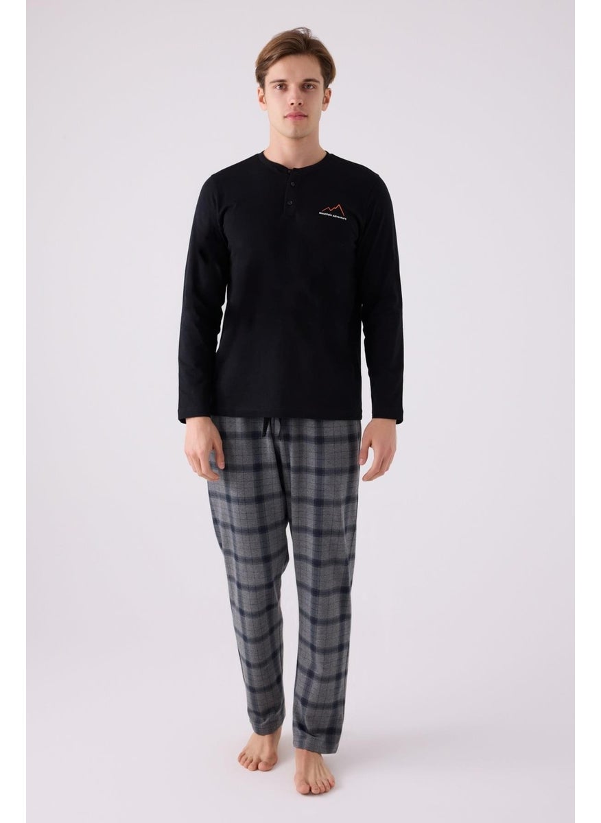 Men's Cotton Checkered Pocket Pajama Set