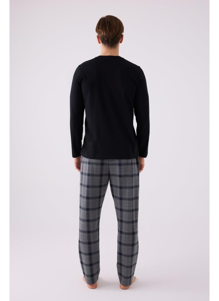 Men's Cotton Checkered Pocket Pajama Set