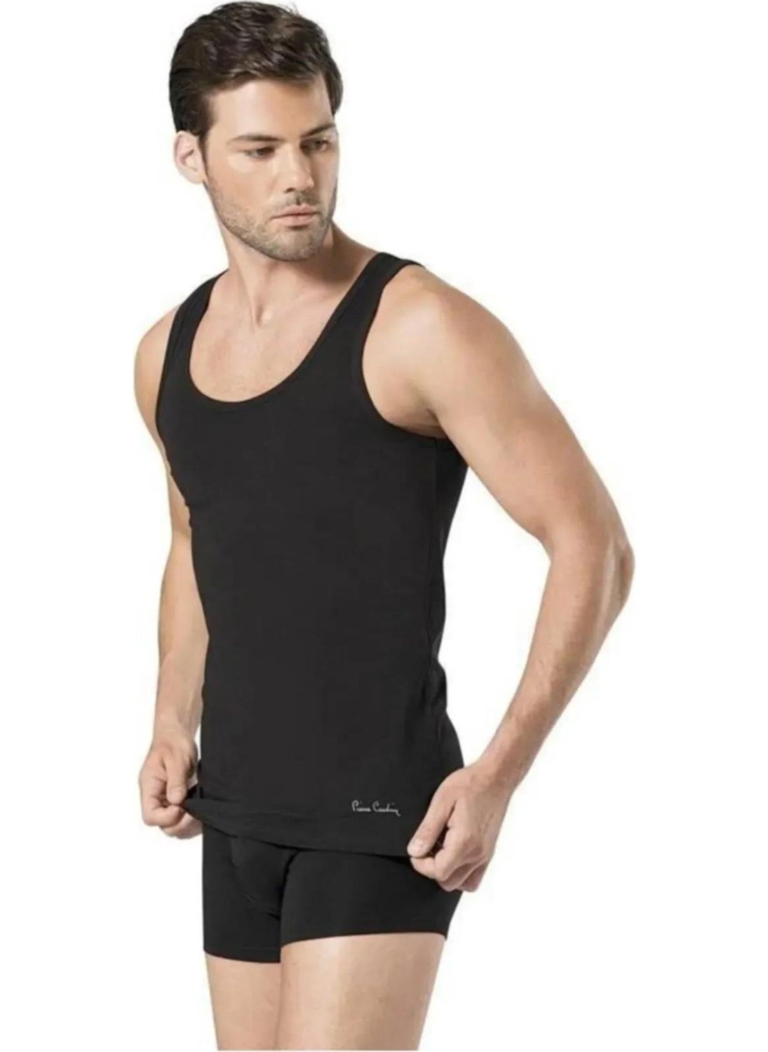 95% Cotton 5% Lycra Black Undershirt Boxer Set