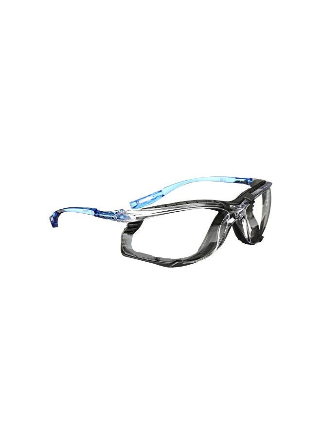 3M Safety Glasses, Virtua CCS, ANSI Z87, Anti-Fog, Clear Lens, Blue Frame, Corded Ear Plug Control System, Removable Foam Gasket