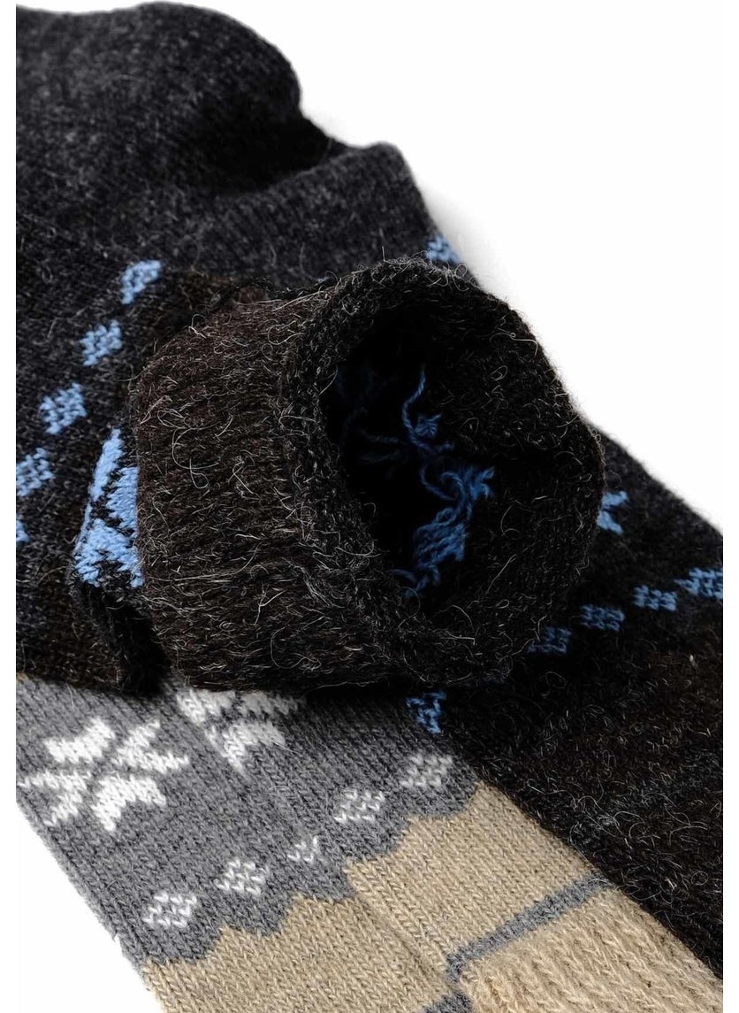 Egyptian Men's Alpaca Wool Winter 2 Pairs Grey/Anthracite Socks - M 3097 Ga