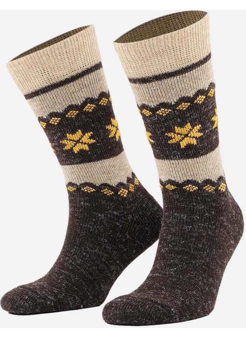 Egyptian Men's Alpaca Wool Winter 2 Pairs Beige/brown Socks - M 3097 Bk