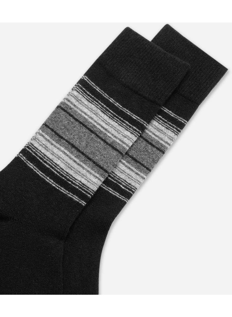 Men's Sheep Wool (Lambswool) Single Black Socks - A-25095-S