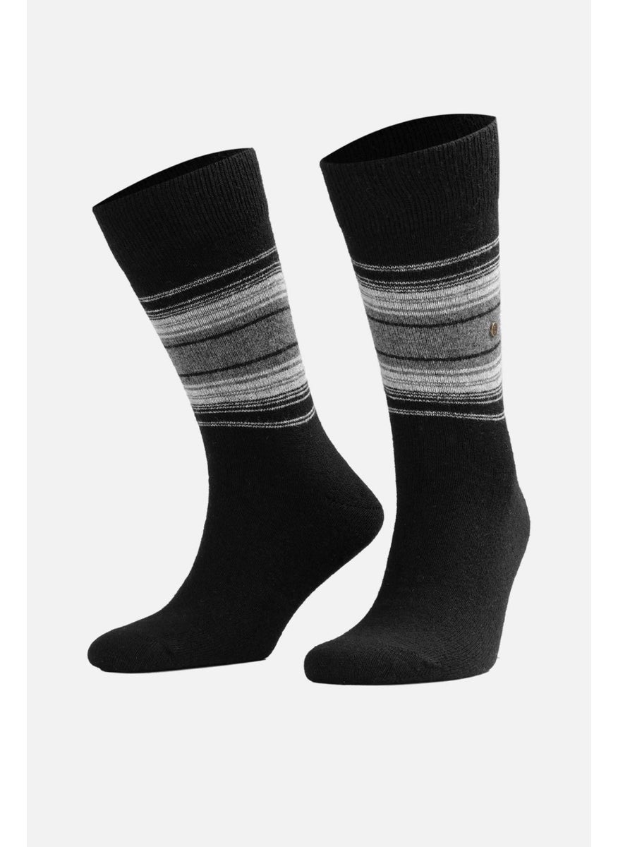 Men's Sheep Wool (Lambswool) Single Black Socks - A-25095-S