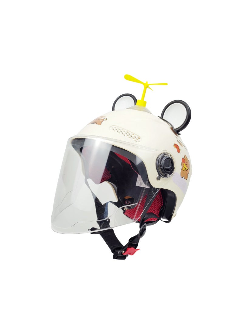 Kids Summer Sun-Protective Helmet 3C Certified E12 m long transparent black and white bear ears