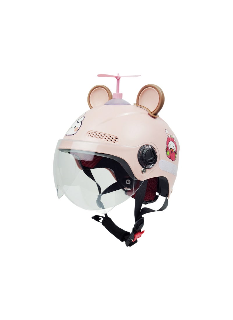 Kids Summer Sun-Protective Helmet 3C Certified E12 Pink Short Transparent Brown Pink Bear Ears