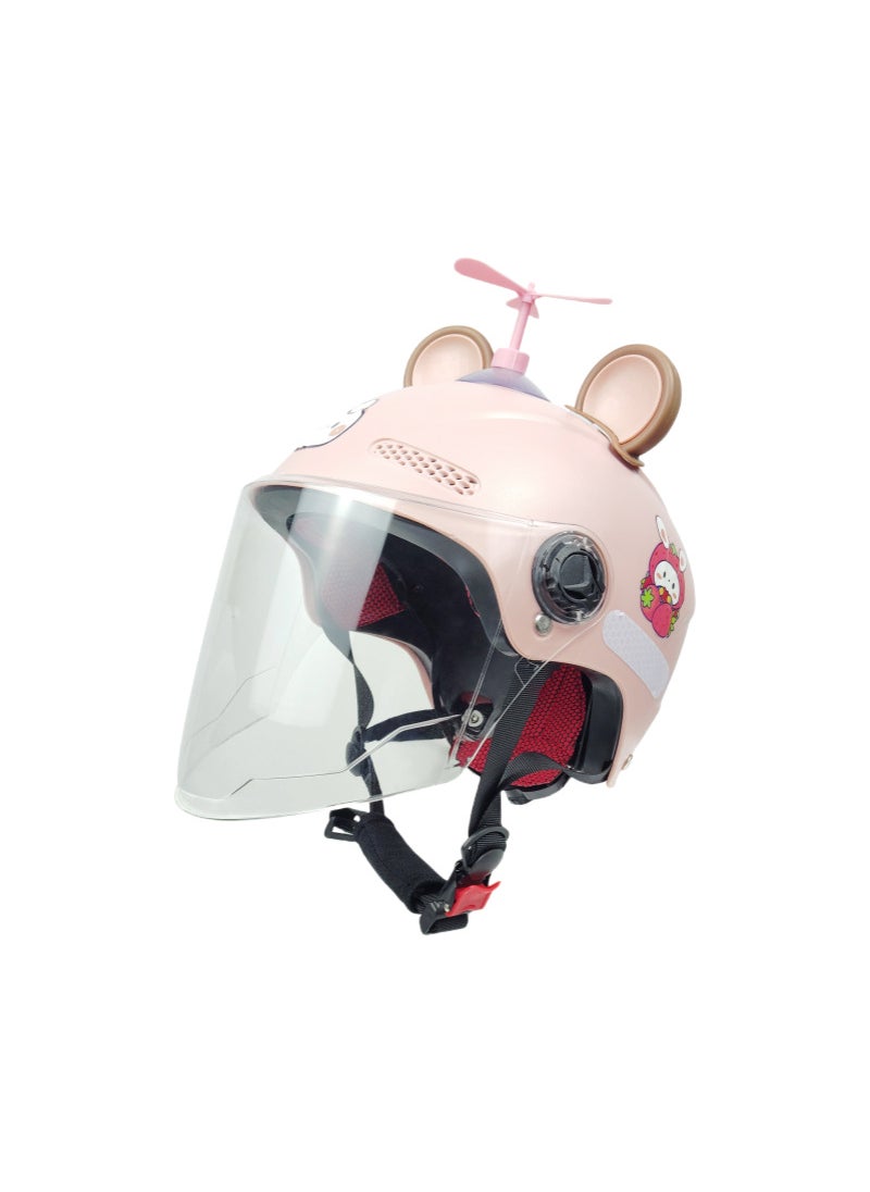 Kids Summer Sun-Protective Helmet 3C Certified E12 Pink Long Transparent Brown Pink Bear Ears