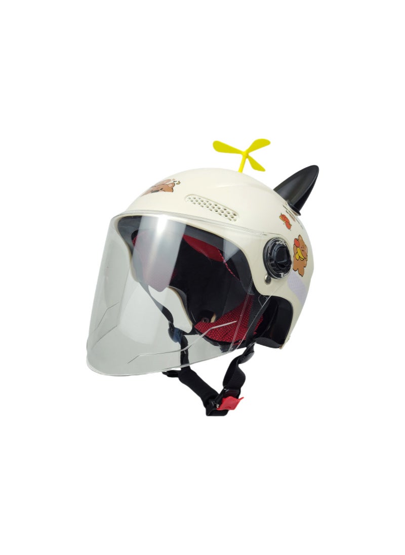 Kids Summer Sun-Protective Helmet 3C Certified E12 m Long Transparent Black Cat Ears