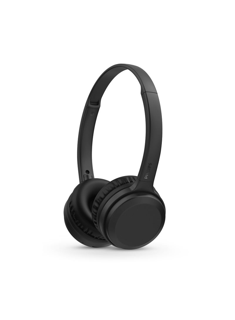 TAH1108BK Wireless Bluetooth Headphones with 30mm Neodymium Drivers, 15H Playback,  Bluetooth 5.2, Fast Charging, Built-in Mic, Voice Assistant Support, Comfortable Cushions, Fold-Flat Lightweight Design, Black Black