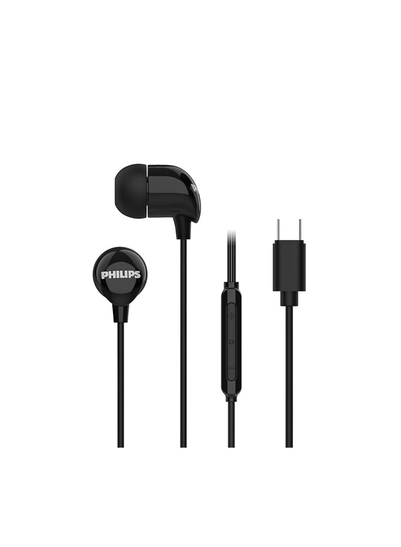 Wired In-Ear Type-C Earphones with Microphone – Noise Isolating, Call Button, Optimal Fit, 1.2M Cable Black