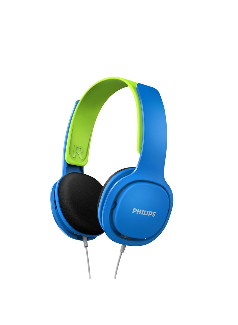 Wired Kids Over-Ear Noise-Isolating Headphones, Safe sound – Ear Cushion Blue