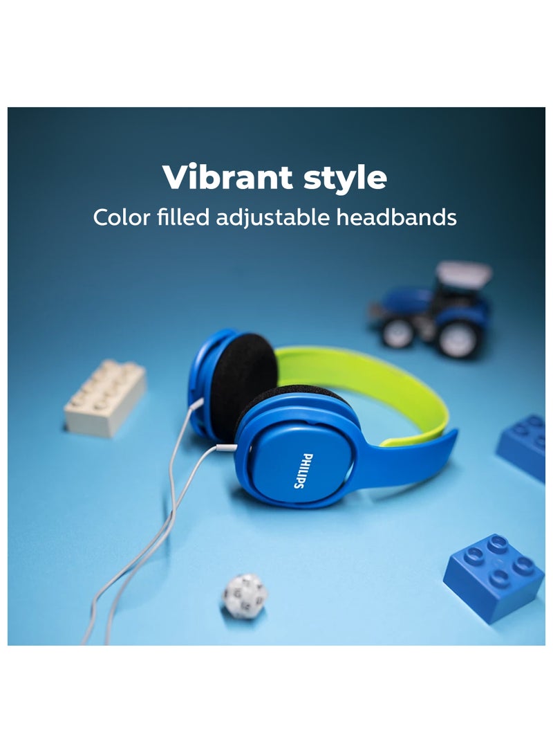 Wired Kids Over-Ear Noise-Isolating Headphones, Safe sound – Ear Cushion Blue