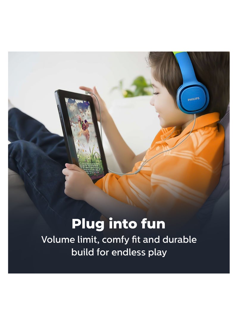 Wired Kids Over-Ear Noise-Isolating Headphones, Safe sound – Ear Cushion Blue