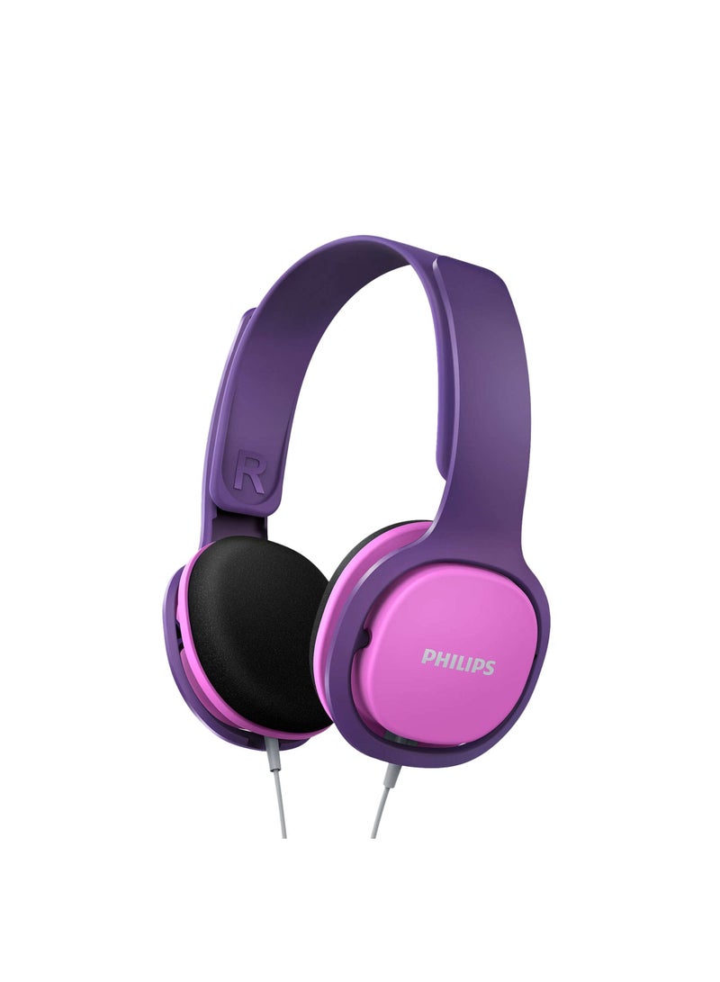 Wired Kids Over-Ear Noise-Isolating Headphones, Safe sound – Volume Limiting - Ear Cushion Purple