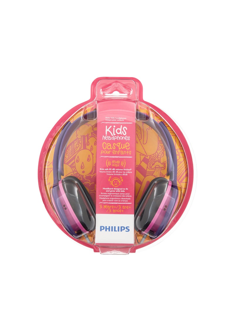 Wired Kids Over-Ear Noise-Isolating Headphones, Safe sound – Volume Limiting - Ear Cushion Purple