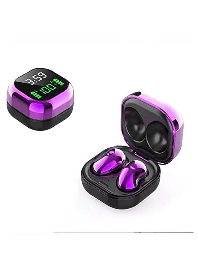 Fully Wireless Bluetooth 5.1 Rechargeable IPX4 Waterproof Sweatproof Earbud Headphones with Microphone, Micro USB LCD Clock Charging Case Surround Stereo Bass and Noise Cancelling Calls (Pink)