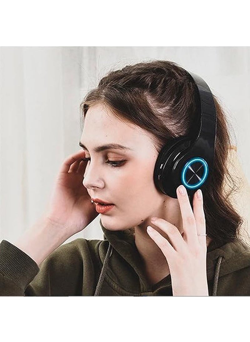 Wireless Bluetooth Headphones with Colorful LED Lights,Bluetooth 5.0, Colorful Breathing Lights, Built-in Hands-Free Mic, Foldable and Portable Design, Perfect for Gaming, Music, and Calls