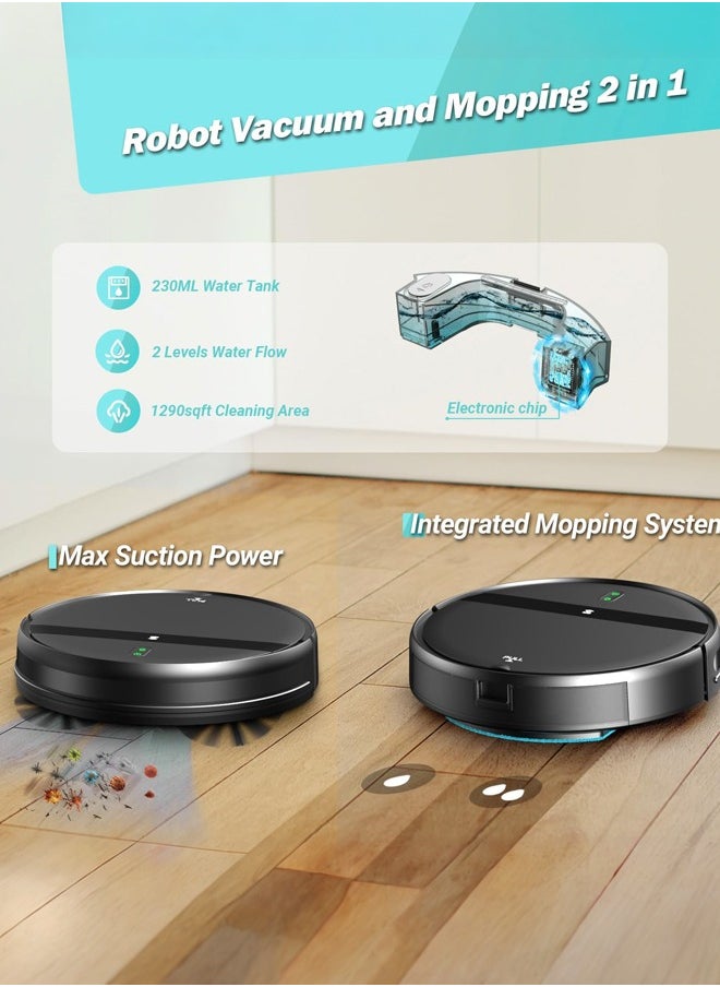 G20 Robot Vacuum with Mop,2 in 1 Mopping Robotic Vacuum with Watertank and Dustbin,Tangle-Free Powerful Suction,Alexa & App Scheduling,  Wi-Fi/App/Remote,Self-Charging, Slim,Black